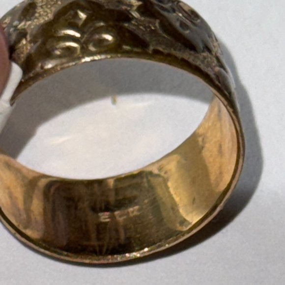 14 Kt Gp Wide Band Floral Ring, Size 6 1/2 - Picture 8 of 13